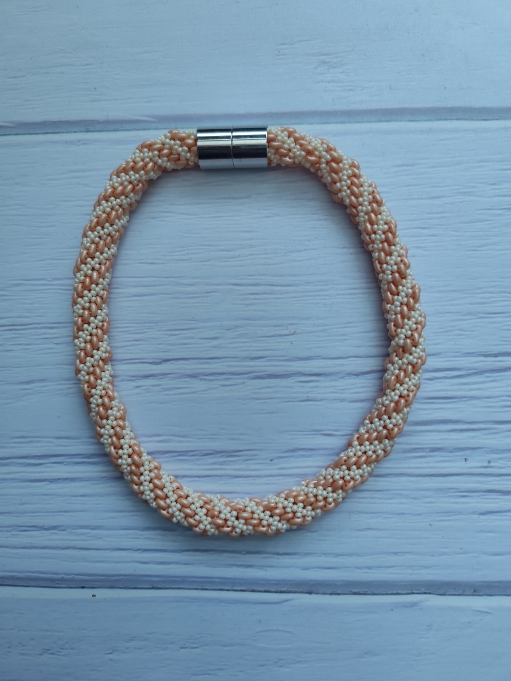 Delicate Peach Beaded Rope Necklace - Picture 3 of 7